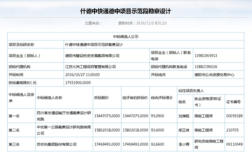 2016年11月3號什德中中標(biāo)公示